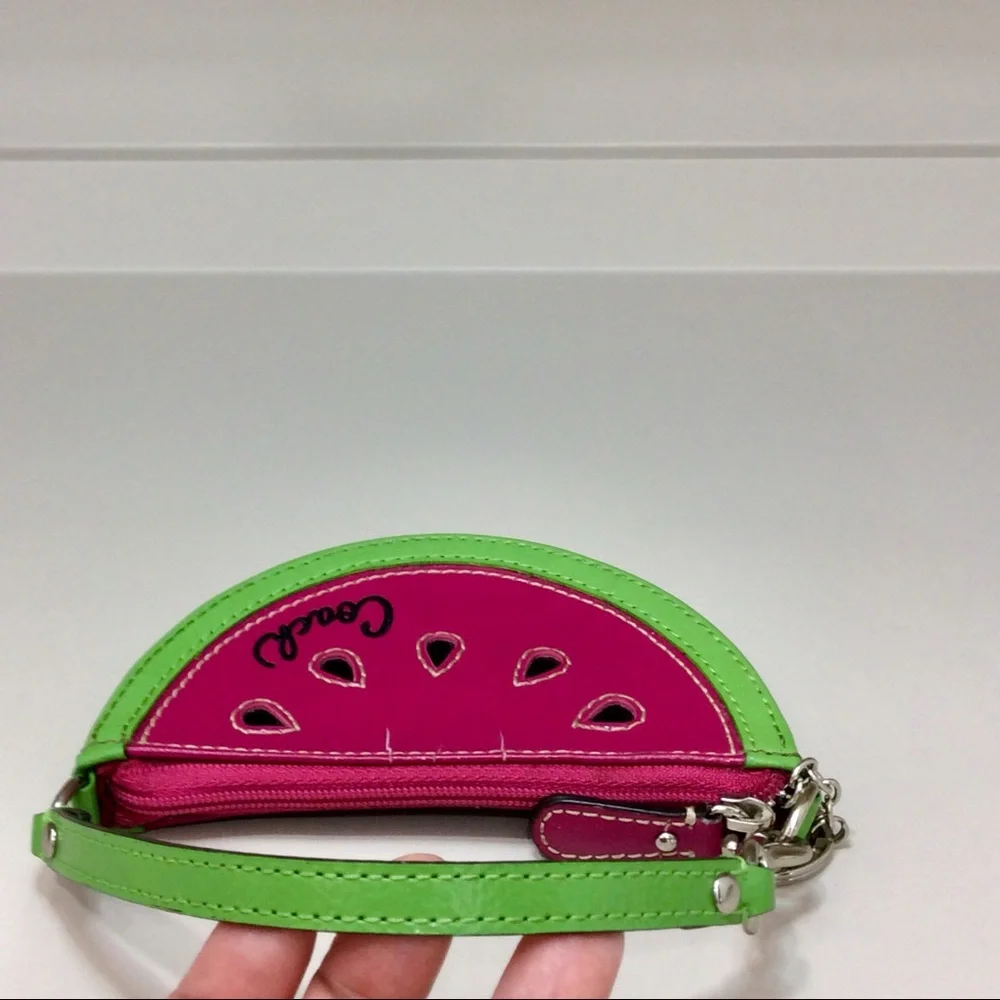 Coach Vintage Watermelon Coin Pouch Pink Green Patent Leather Y2K - Picture 5 of 14